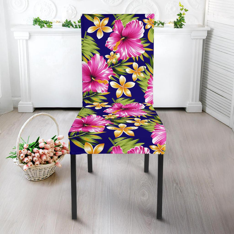 Pink Hibiscus Pattern Print Design HB027 Dining Chair Slipcover-JORJUNE.COM