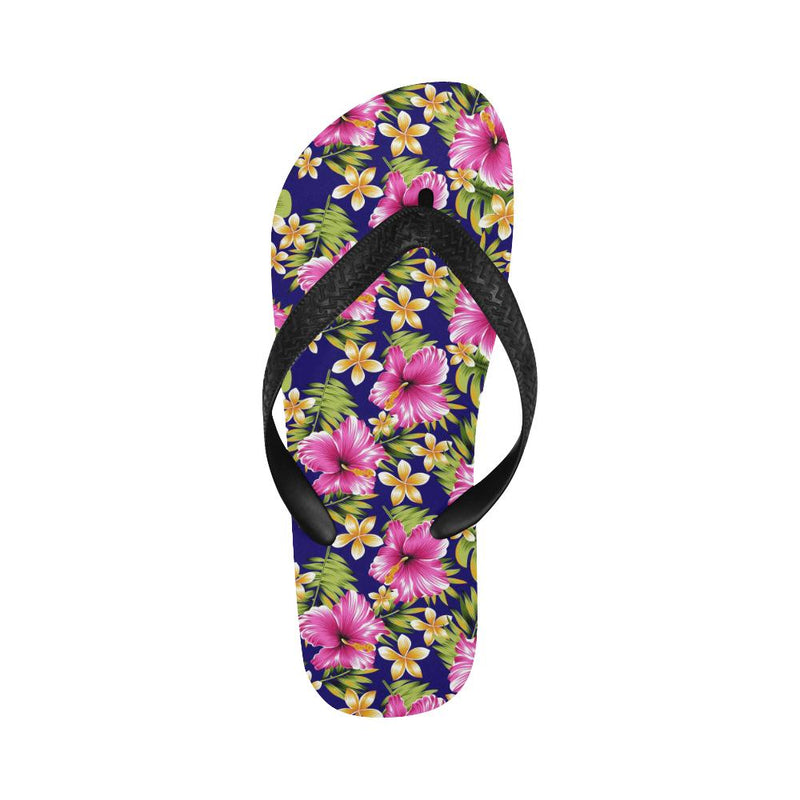 Pink Hibiscus Pattern Print Design HB027 Flip Flops-JorJune