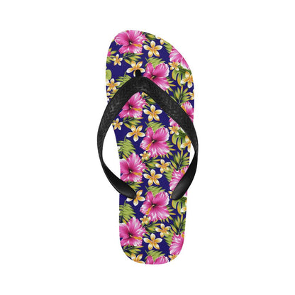 Pink Hibiscus Pattern Print Design HB027 Flip Flops-JorJune