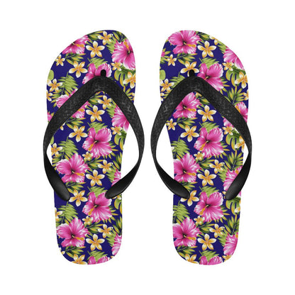 Pink Hibiscus Pattern Print Design HB027 Flip Flops-JorJune