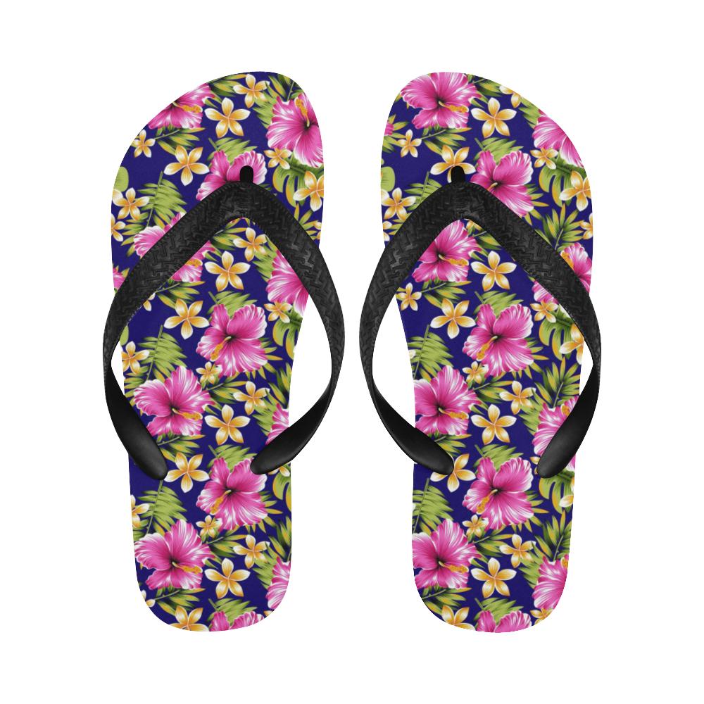 Pink Hibiscus Pattern Print Design HB027 Flip Flops-JorJune