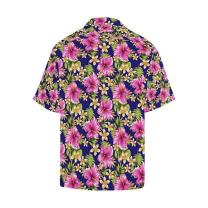 Pink Hibiscus Pattern Print Design HB027 Men Hawaiian Shirt-JorJune