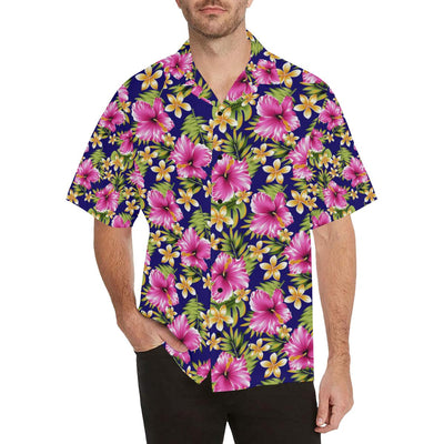 Pink Hibiscus Pattern Print Design HB027 Men Hawaiian Shirt-JorJune