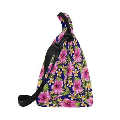 Pink Hibiscus Pattern Print Design HB027 Neoprene Lunch Bag-JorJune