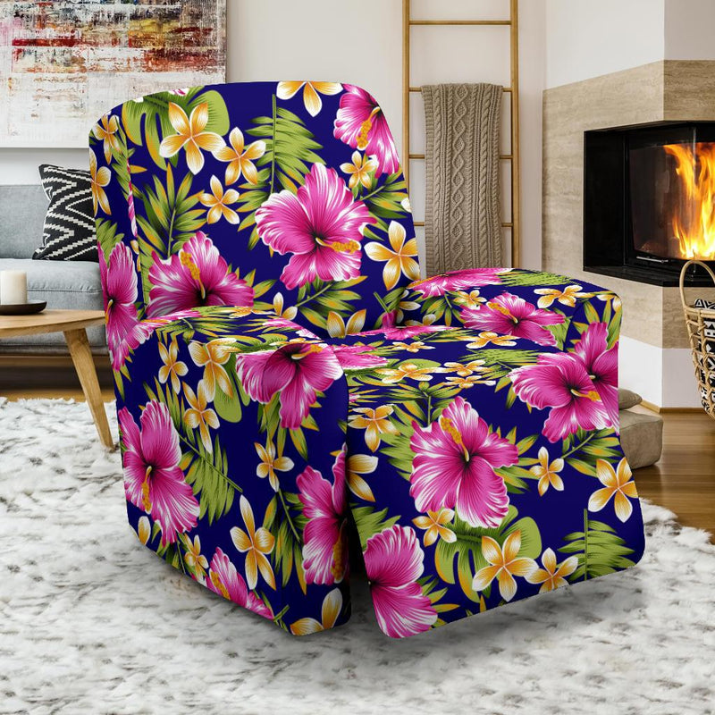 Pink Hibiscus Pattern Print Design HB027 Recliner Slipcover-JORJUNE.COM