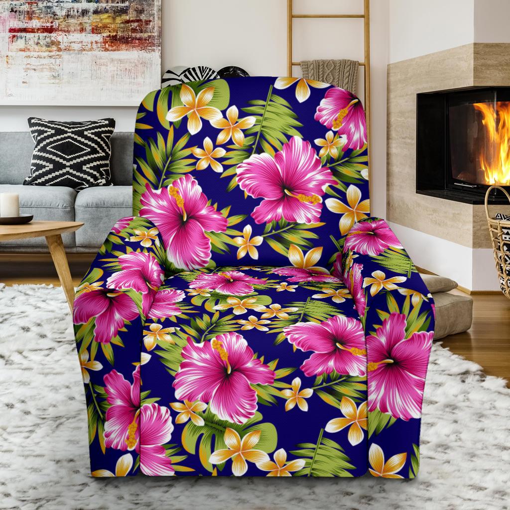 Pink Hibiscus Pattern Print Design HB027 Recliner Slipcover-JORJUNE.COM