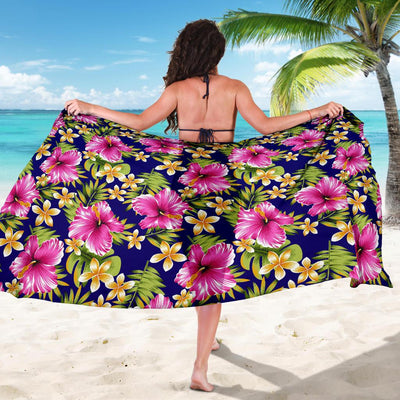 Pink Hibiscus Pattern Print Design HB027 Sarong Pareo Wrap-JORJUNE.COM