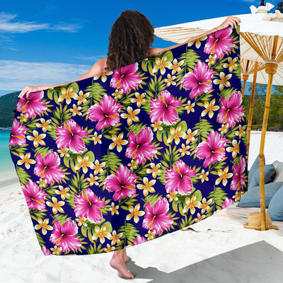 Pink Hibiscus Pattern Print Design HB027 Sarong Pareo Wrap-JORJUNE.COM