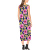 Pink Hibiscus Pattern Print Design HB027 Sleeveless Open Fork Long Dress