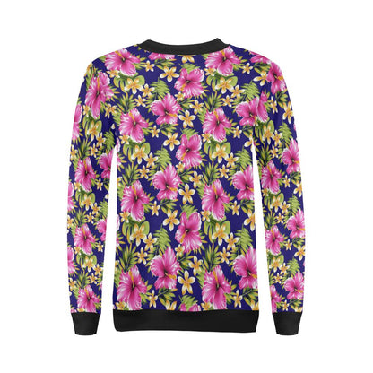 Pink Hibiscus Pattern Print Design HB027 Women Long Sleeve Sweatshirt-JorJune