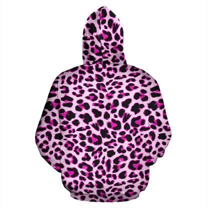 Pink Leopard Print All Over Print Hoodie