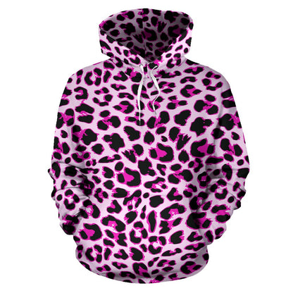 Pink Leopard Print All Over Print Hoodie