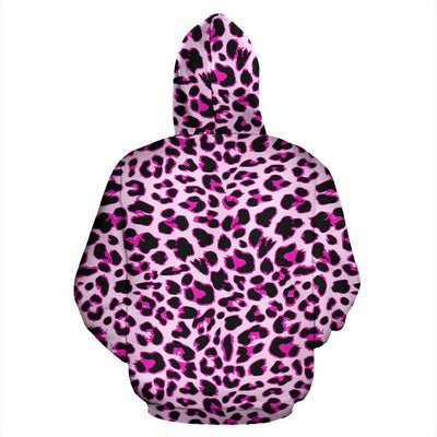 Pink Leopard Print All Over Zip Up Hoodie