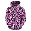 Pink Leopard Print All Over Zip Up Hoodie