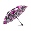 Pink Leopard Print Automatic Foldable Umbrella