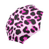 Pink Leopard Print Automatic Foldable Umbrella