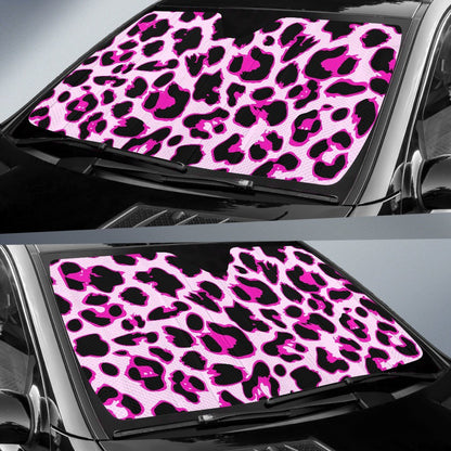 Pink Leopard Print Car Sun Shade-JorJune