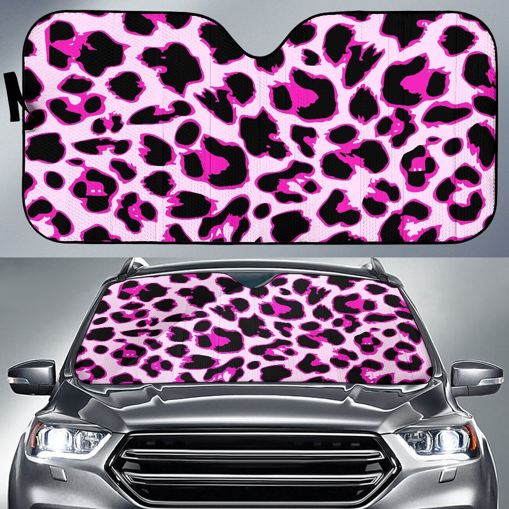 Pink Leopard Print Car Sun Shade-JorJune