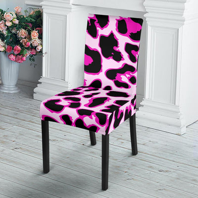 Pink Leopard Print Dining Chair Slipcover-JORJUNE.COM