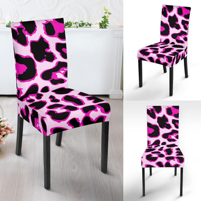 Pink Leopard Print Dining Chair Slipcover-JORJUNE.COM