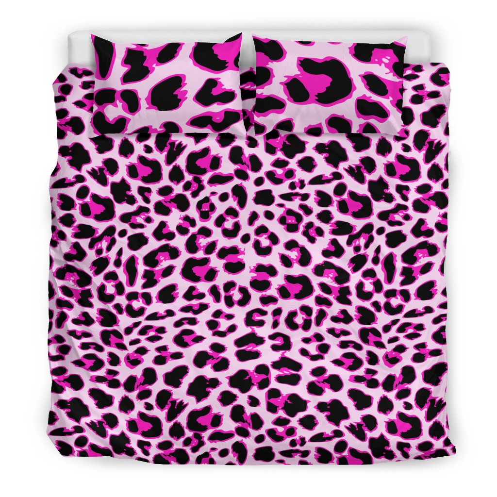 Pink Leopard Print Duvet Cover Bedding Set