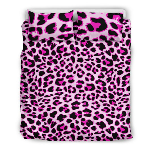 Pink Leopard Print Duvet Cover Bedding Set