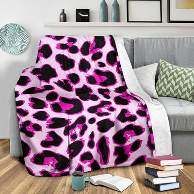 Pink Leopard Print Fleece Blanket