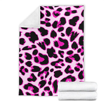 Pink Leopard Print Fleece Blanket