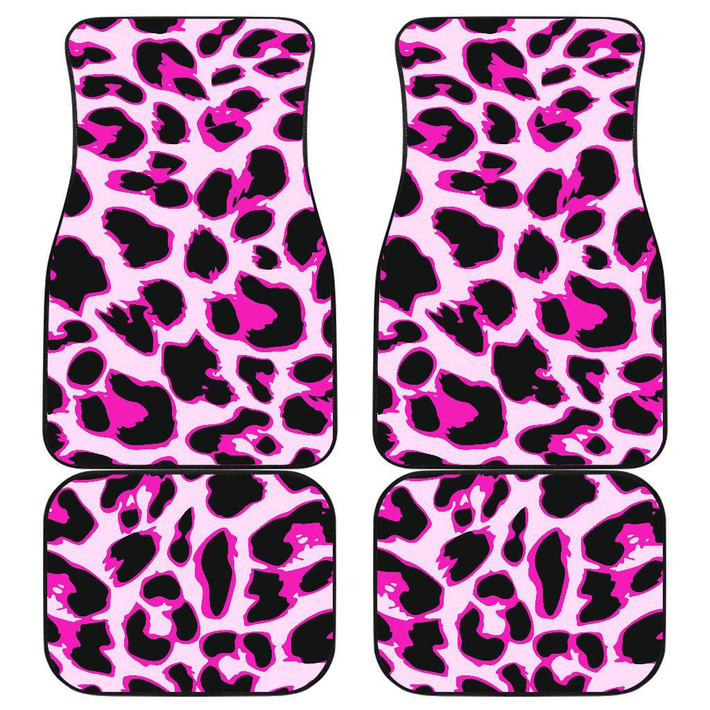 Pink Leopard Print Front and Back Car Floor Mats