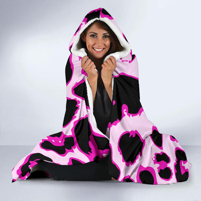 Pink Leopard Print Hooded Blanket-JORJUNE.COM