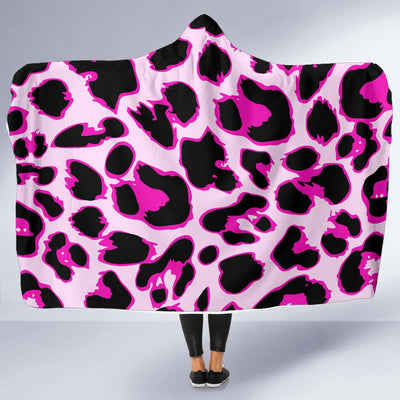 Pink Leopard Print Hooded Blanket-JORJUNE.COM