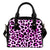 Pink Leopard Print Leather Shoulder Handbag