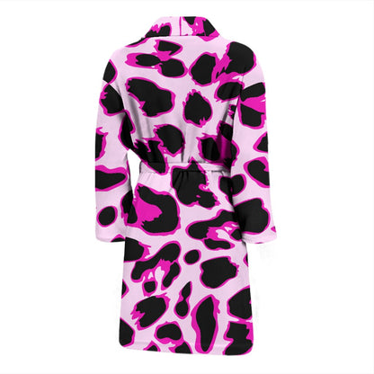 Pink Leopard Print Men Bath Robe