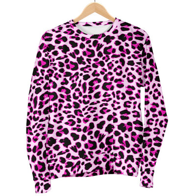 Pink Leopard Print Men Crewneck Sweatshirt