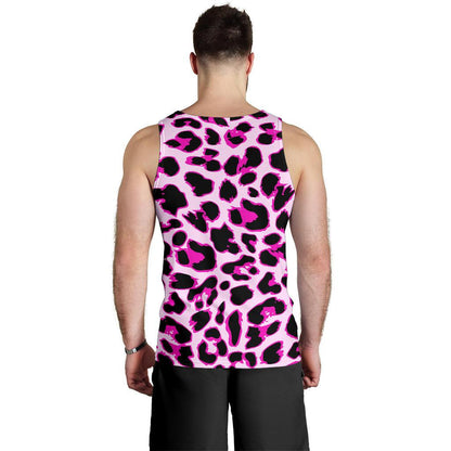 Pink Leopard Print Men Tank Top