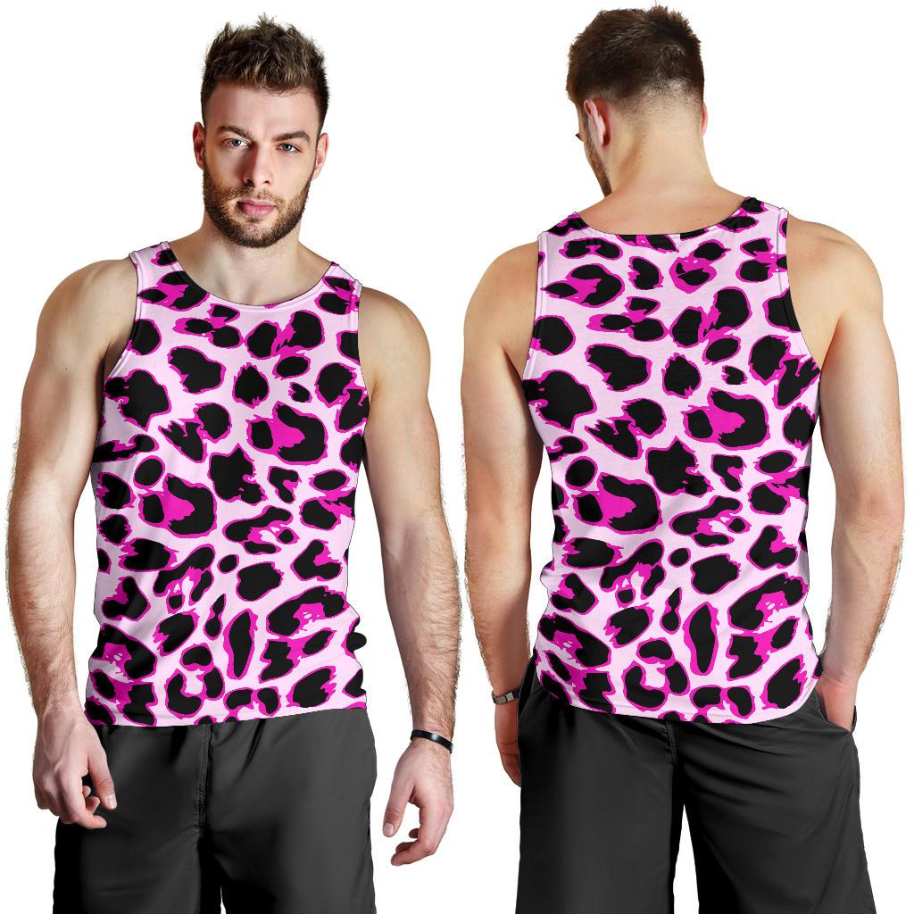 Pink Leopard Print Men Tank Top