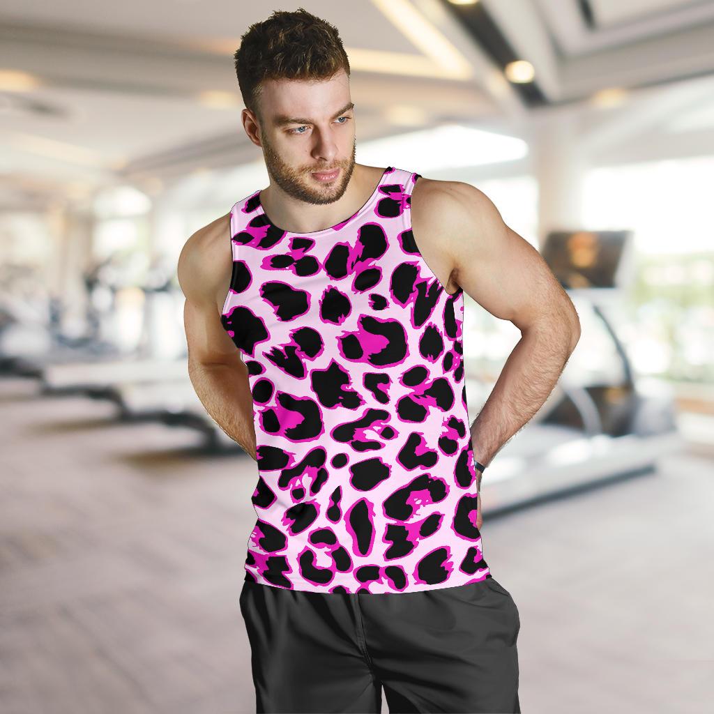 Pink Leopard Print Men Tank Top