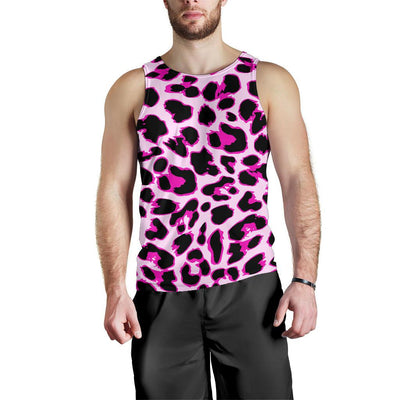 Pink Leopard Print Men Tank Top