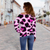 Pink Leopard Print Off Shoulder Sweatshirt