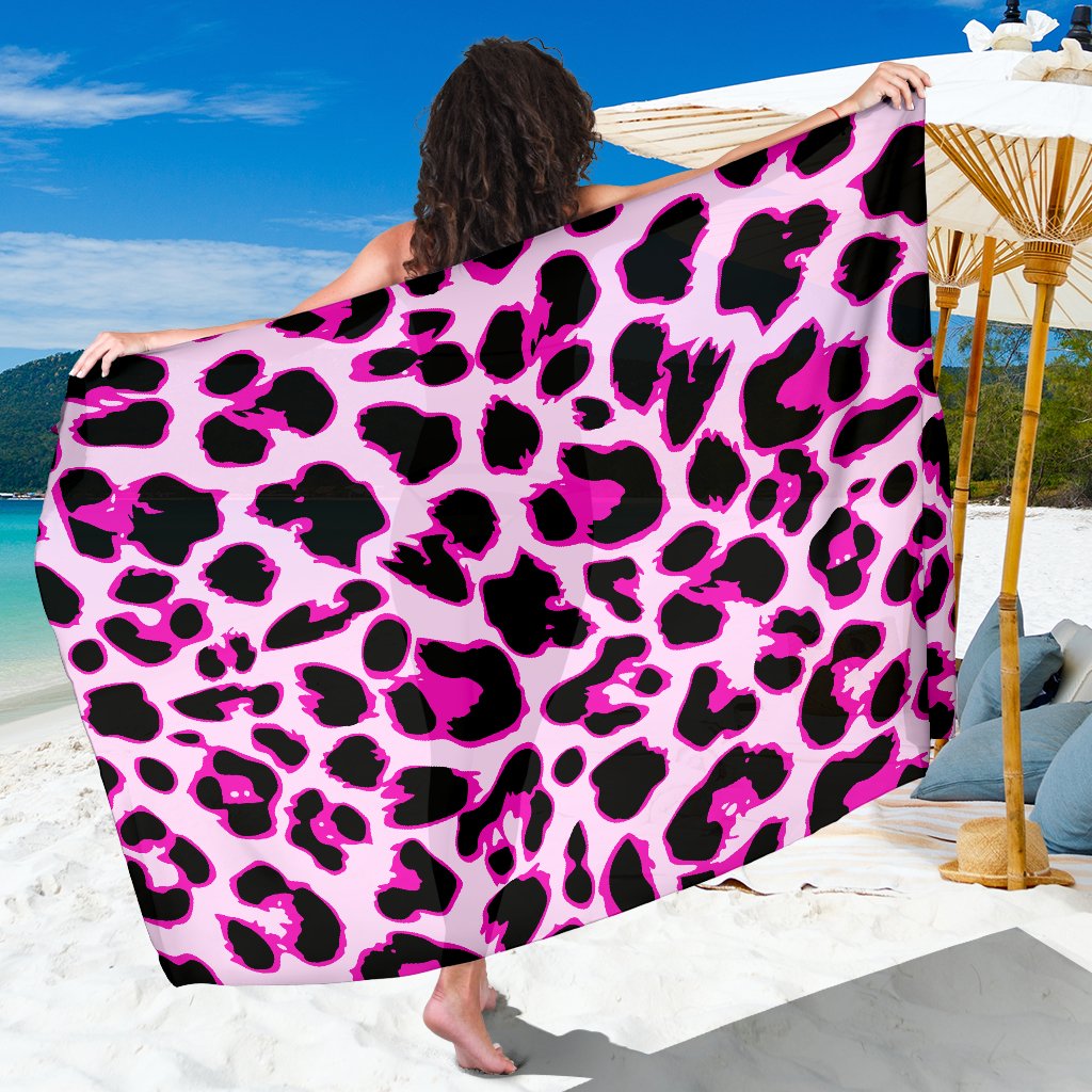 Pink Leopard Print Sarong Pareo Wrap