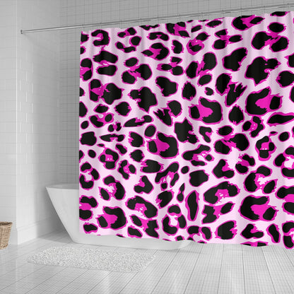 Pink Leopard Print Shower Curtain