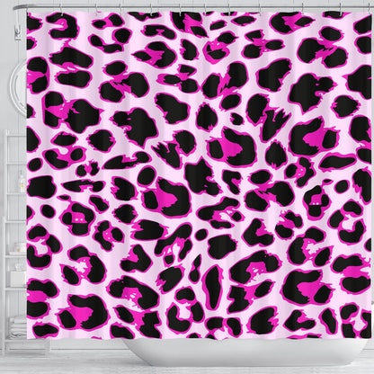 Pink Leopard Print Shower Curtain