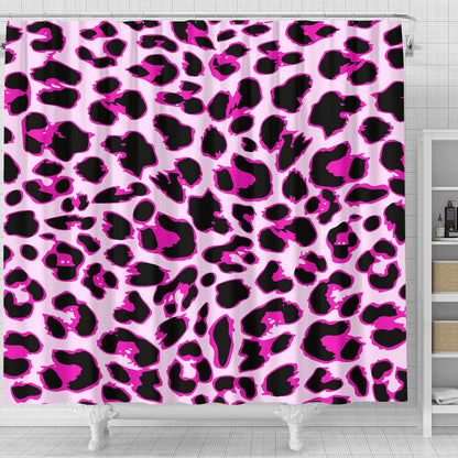 Pink Leopard Print Shower Curtain