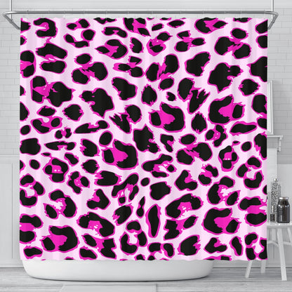 Pink Leopard Print Shower Curtain