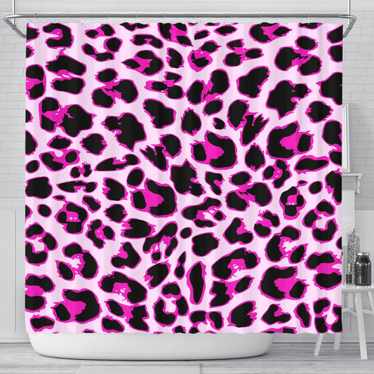 Pink Leopard Print Shower Curtain