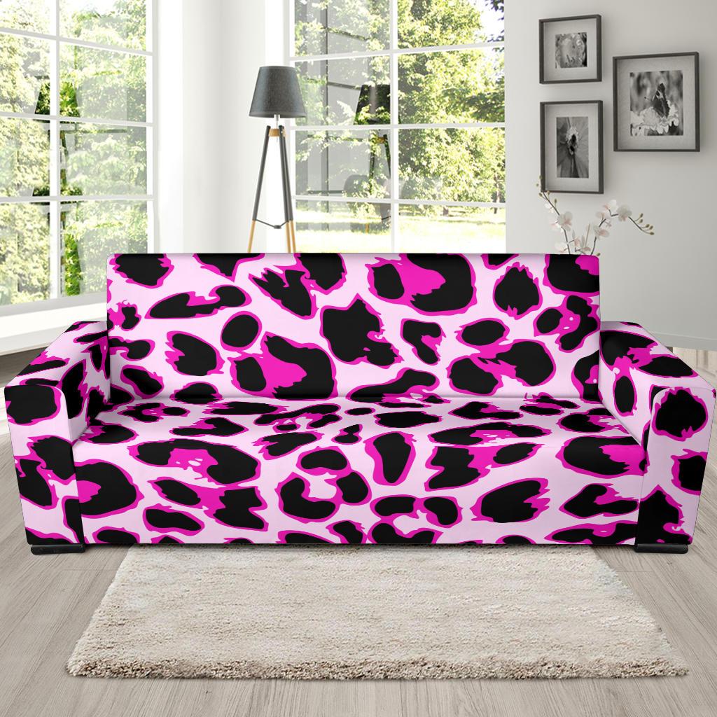 Pink Leopard Print Sofa Slipcover-JORJUNE.COM