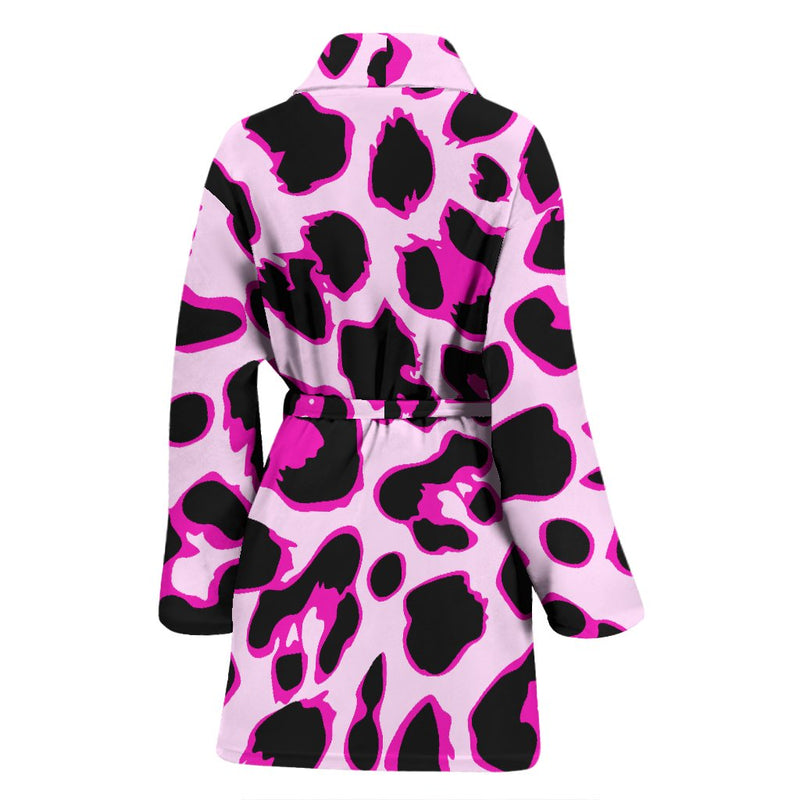 Pink Leopard Print Women Bath Robe