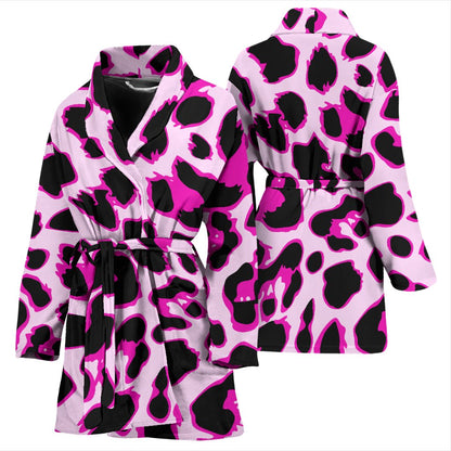 Pink Leopard Print Women Bath Robe