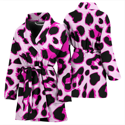 Pink Leopard Print Women Bath Robe