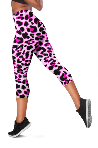 Pink Leopard Print Women Capris